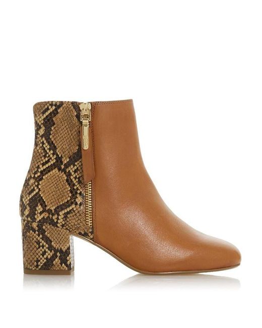 Dune Brown Orlla Side Zip Ankle Boots