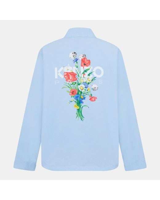 KENZO Blue Archive Flower Long Sleeve Coach Jacket for men