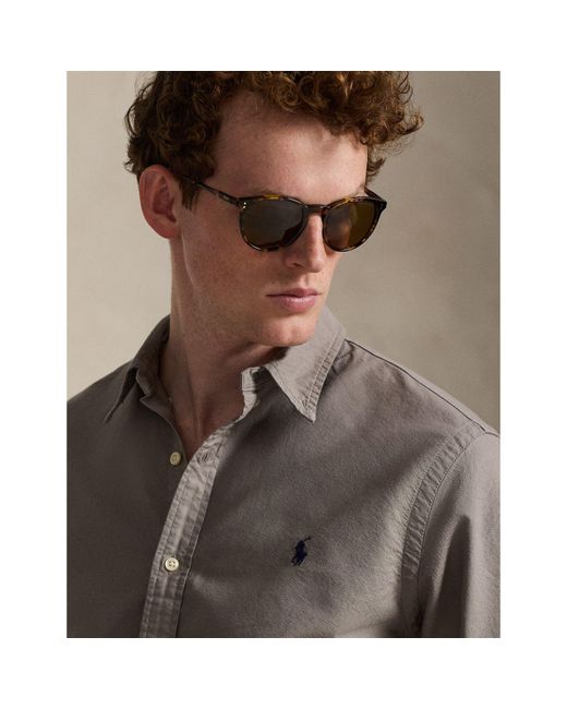 Polo Ralph Lauren Gray Slim Fit Oxford Long Sleeve Shirt for men