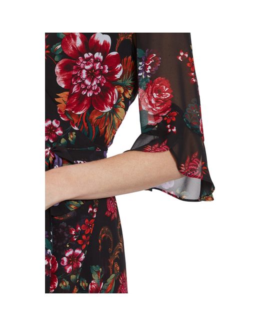 Gina Bacconi Red Marilene Chiffon Dress