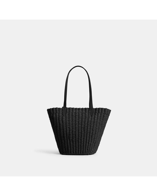 COACH Black Small Straw Tote