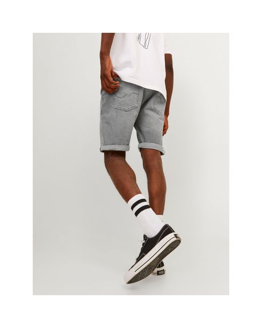 Jack & Jones Gray And Denim Bermuda Shorts With Banded Hem for men