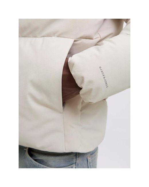 Jack & Jones White Global Short Puffer Jacket for men