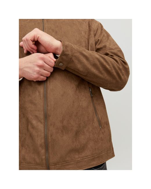 Jack & Jones Brown Clean Faux Leather Jacket for men