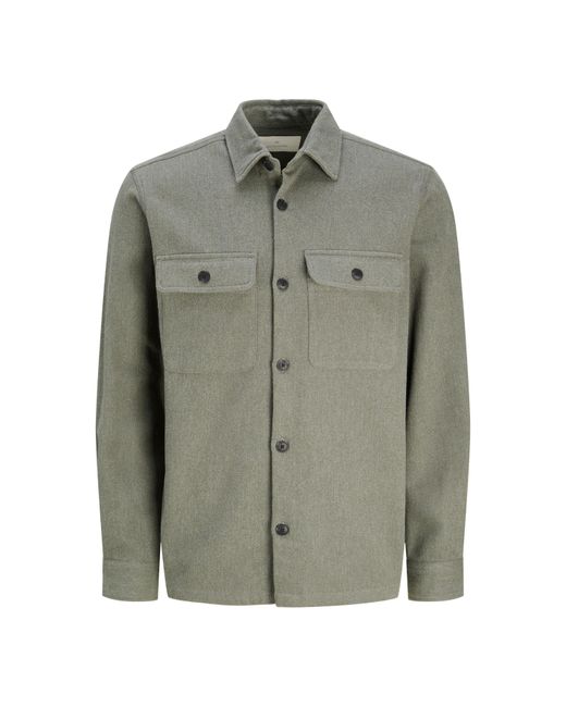Jack & Jones Green Jj Structured Overshirt for men