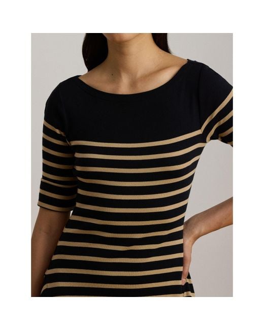 Ralph Lauren Black Boat-Neck Jersey Midi Dress