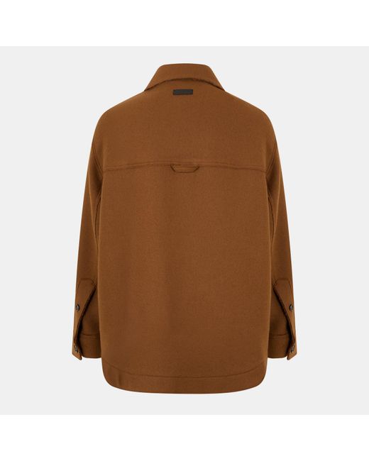 AMI Brown Wool Structured Overshirt for men