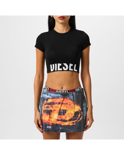DIESEL Black Uftee Sport Cropped T Shirt