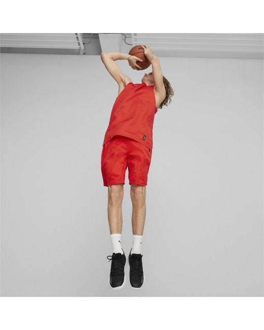 PUMA Red Hoops Team Reverse Practice Performance Basketball Jersey for men