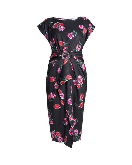Gina Bacconi Blue Saffron Floral Print Satin Dress