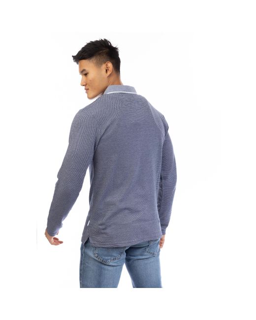 Peter Werth Blue Needham Long Sleeve Polo Shirt for men