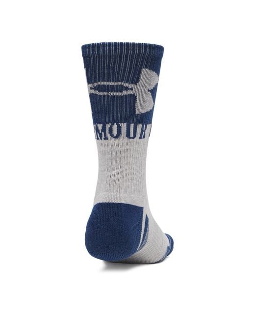 Under Armour Blue Performance Tech 3 Pack Crew Socks