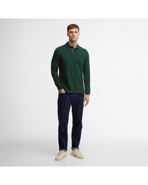 Barbour Green Essentials Long Sleeve Polo Shirt for men