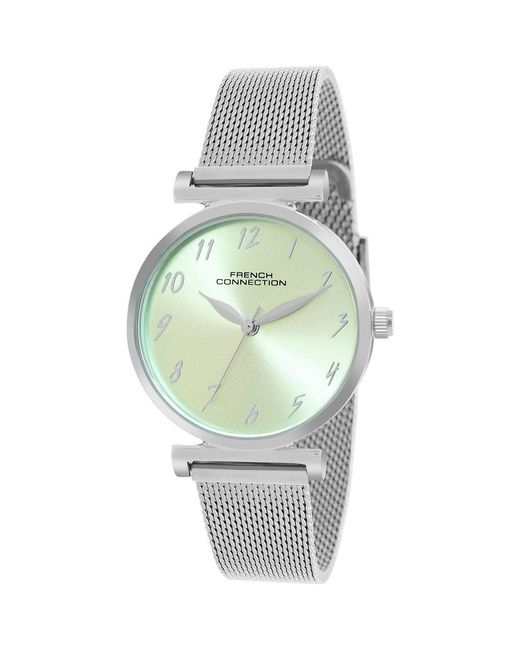 French Connection Metallic Case Round Shape Strap Quartz Watch