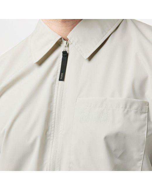 Rains White Mito Water-Repellent Overshirt for men