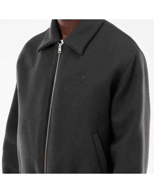 AMI Black Wool Harrington Jacket for men
