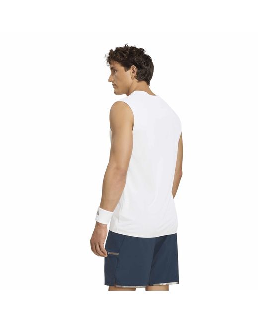 Adidas White Wim Sleeveless Polo Shirt for men