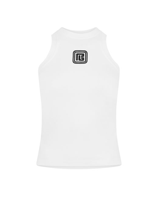 Balmain White Retro Pb Tank Top