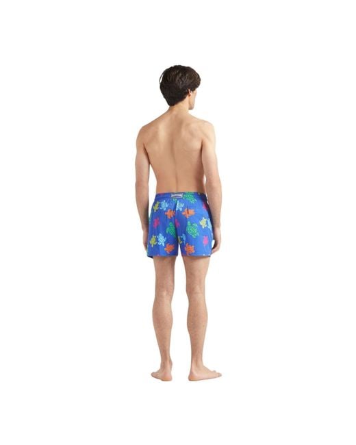 Vilebrequin Blue Moorise Swim Short Stretch Round Turtles Multicolored Flower Xl for men