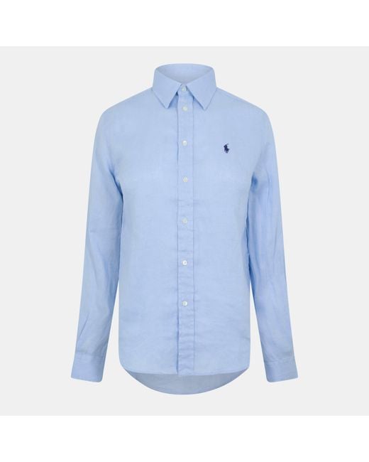 Polo Ralph Lauren Linen Long Sleeve Plain Shirt in Blue | Lyst UK