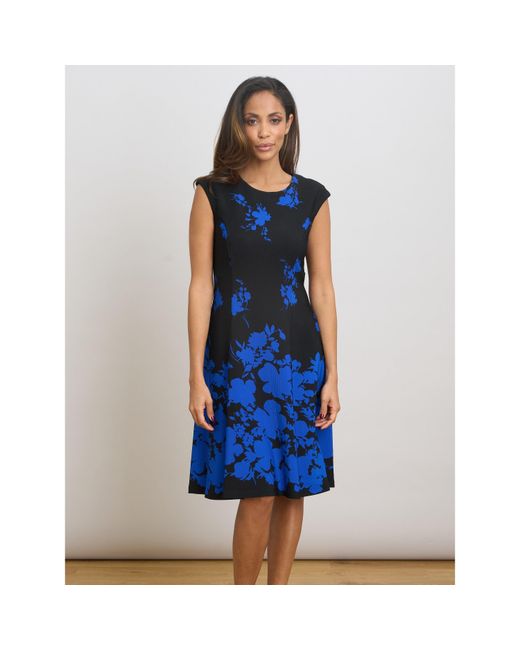 Gina Bacconi Blue Holli Floral Fit & Flare Dress