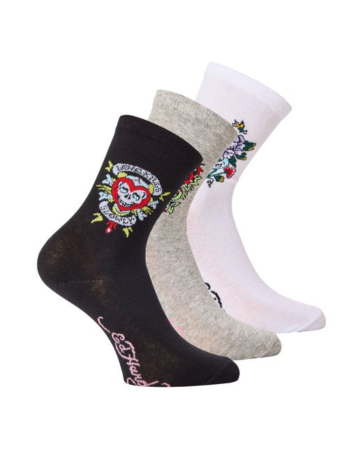 Ed Hardy Multicolor 3 Pack Dress Crew Socks