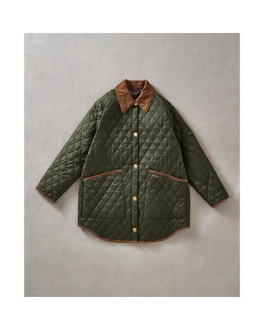 Barbour Green Liddesdale 30Th Anniversary Diamond Quilted Oversized Quilted Jacket