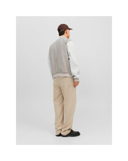 Jack & Jones Gray And College Wool Blend Short Bomber Jacket for men