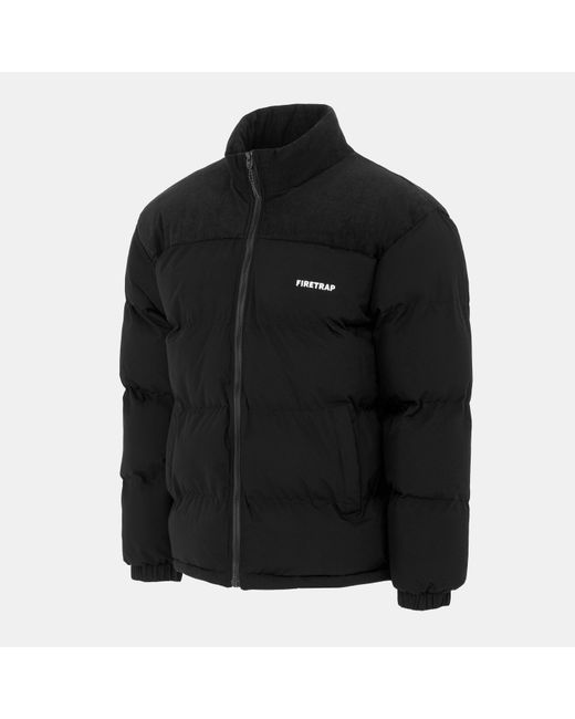 Firetrap Black Full Zip Funnel Neck Long Sleeve Puffer Jacket for men