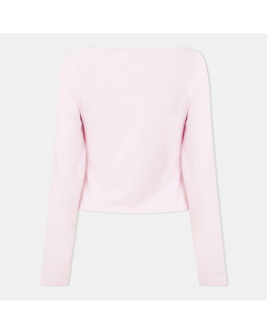 HUGO Pink 'S Long Sleeve Cotton Crop Top