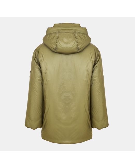 Rains Green Torna Long Waterproof Windproof Hooded Medium Puffer Jacket for men