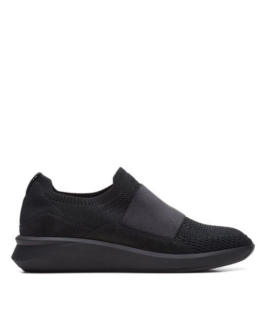 Clarks Black Textile Slip On Trainers