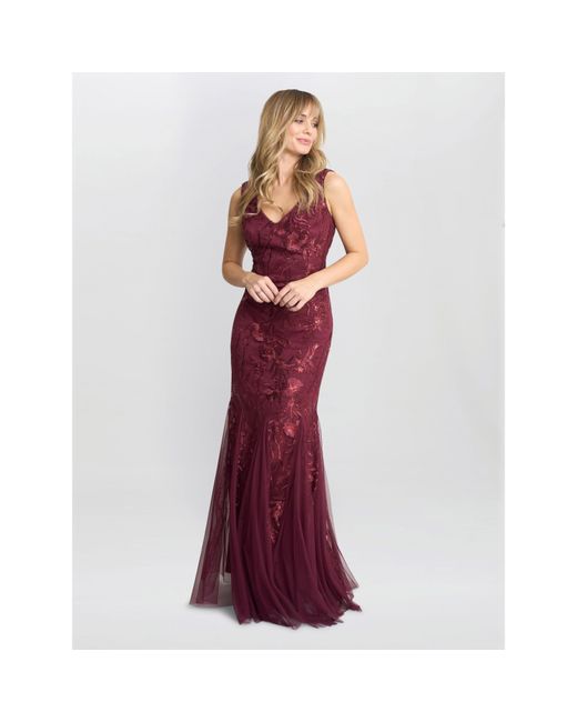 Gina Bacconi Evie Sleeveless Maxi Embroidered Gown