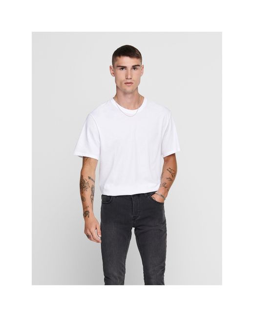 Only & Sons White Oversized T-Shirt for men