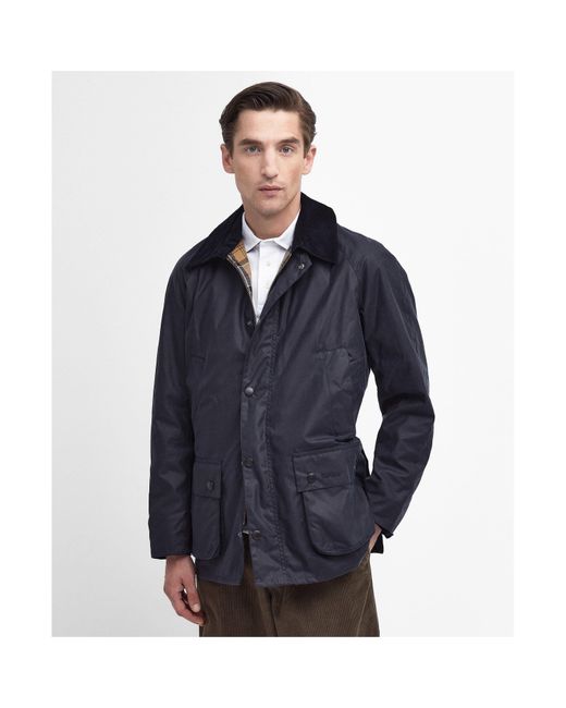 Barbour Blue Ashby Water Resistant Windproof Long Sleeve Wax Jacket for men