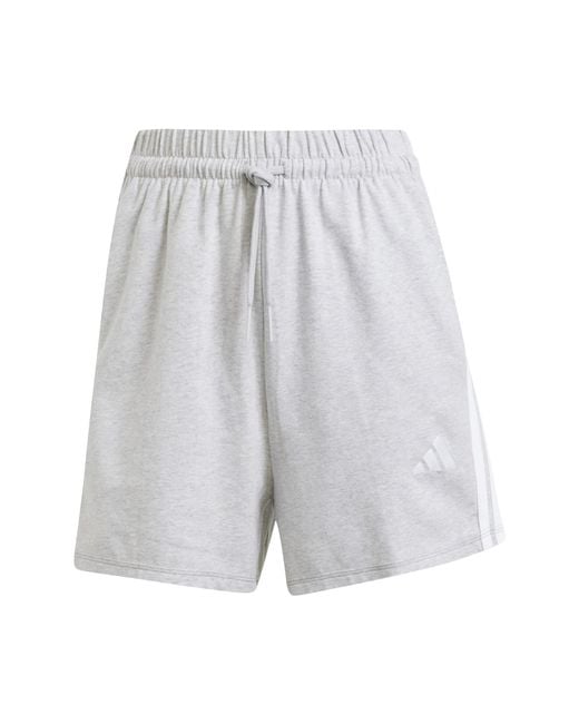 Adidas Gray Essentials 3 Stripe Shorts