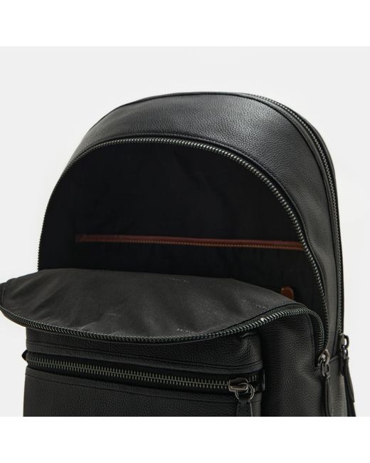 COACH Black Pebble Leather Backpack for men