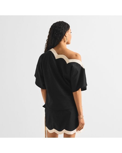 Never Fully Dressed Black Scallop Tilly Top