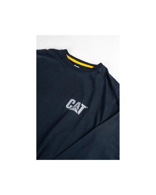Caterpillar Blue Trademark Banner Long Sleeve T-Shirt for men