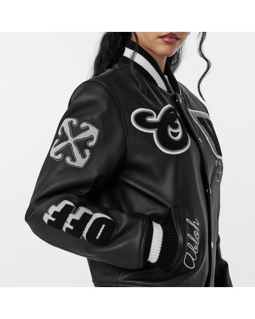Off-White c/o Virgil Abloh Black Two-Tone Varsity Jacket