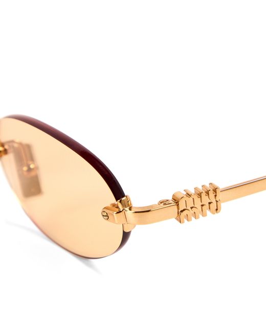 Miu Miu Brown 0Mu A54S Round Sunglasses