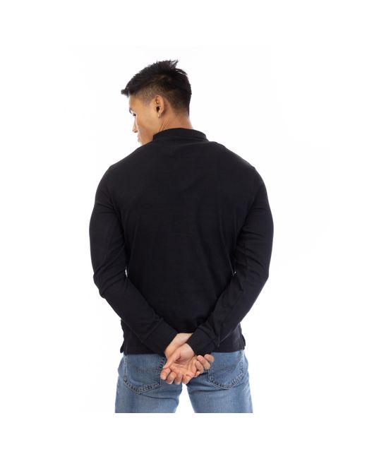 Peter Werth Black Barone Long Sleeve Polo Shirt for men