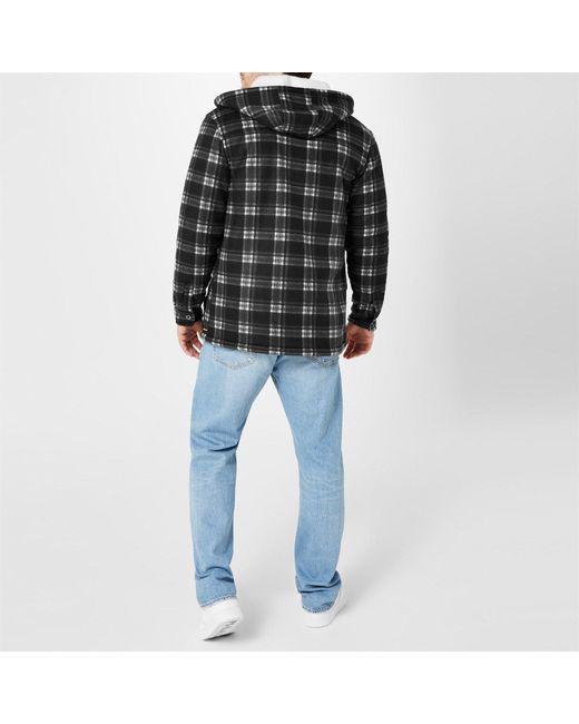 Dunlop Black Full Zip Checked Hoodie for men