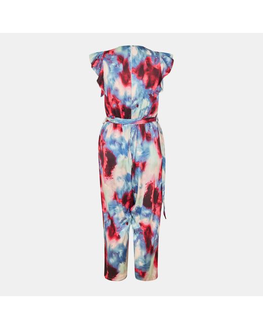 AX Paris Red Smudge Print Wrap Top Belted Jumpsuit