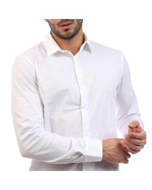 Emporio Armani White Stretch Nylon-Blend Shirt for men