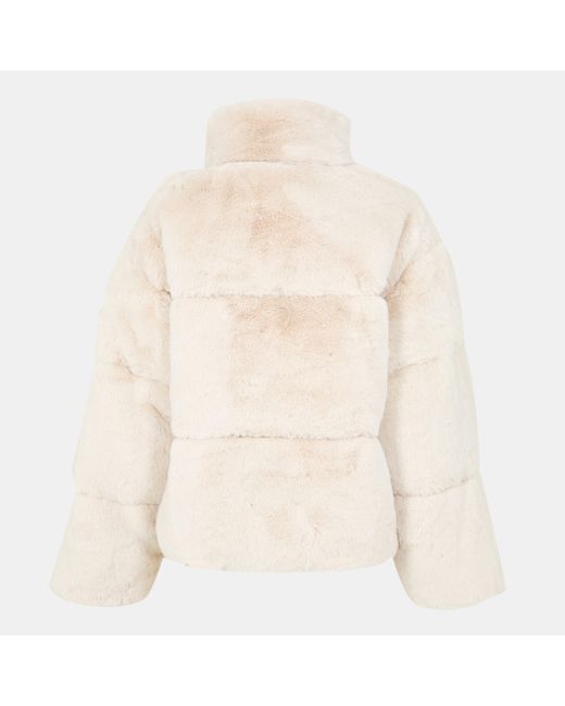 Jack Wills Natural Jw Fur Long Sleeve Short Puffer Jacket