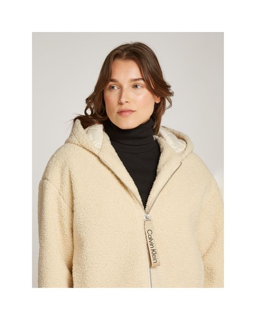 Calvin Klein Natural Sherpa Recycled Polyester Relaxed Fit Shearling Jacket