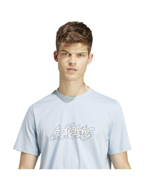 Adidas Blue Essentials Single Jersey Logo T-Shirt for men