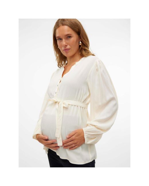 Mama.licious White Maternity Long Sleeve Blouse