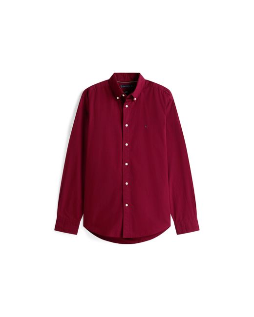 Tommy Hilfiger Red Core Flex Long Sleeve Poplin Shirt for men